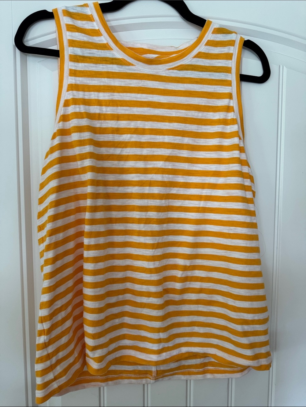 Striped Yellow and White Sleeveless Tank Top
